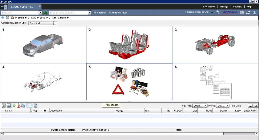 Partes de Colisión Autos GM General Motors EPC 2019